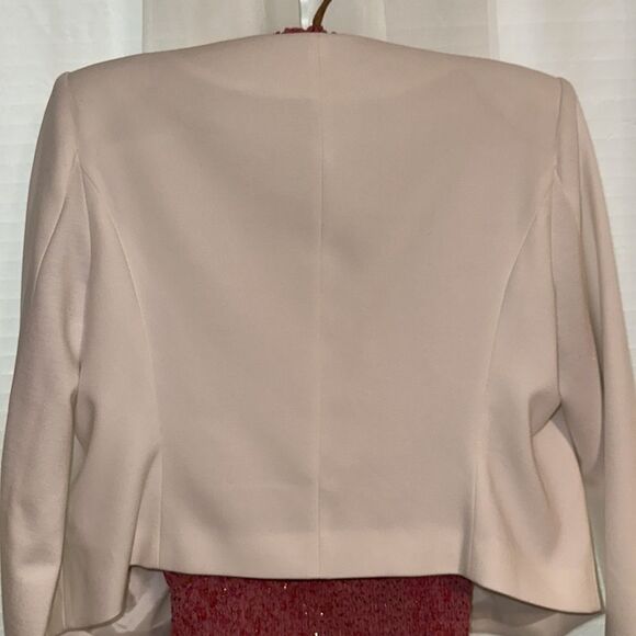 BCBG L Off-White Profesional Crop Asymmetrical Open Front Blazer Jacket - Picture 4 of 10